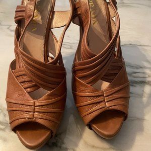 Prada Brown Open Toes Heels